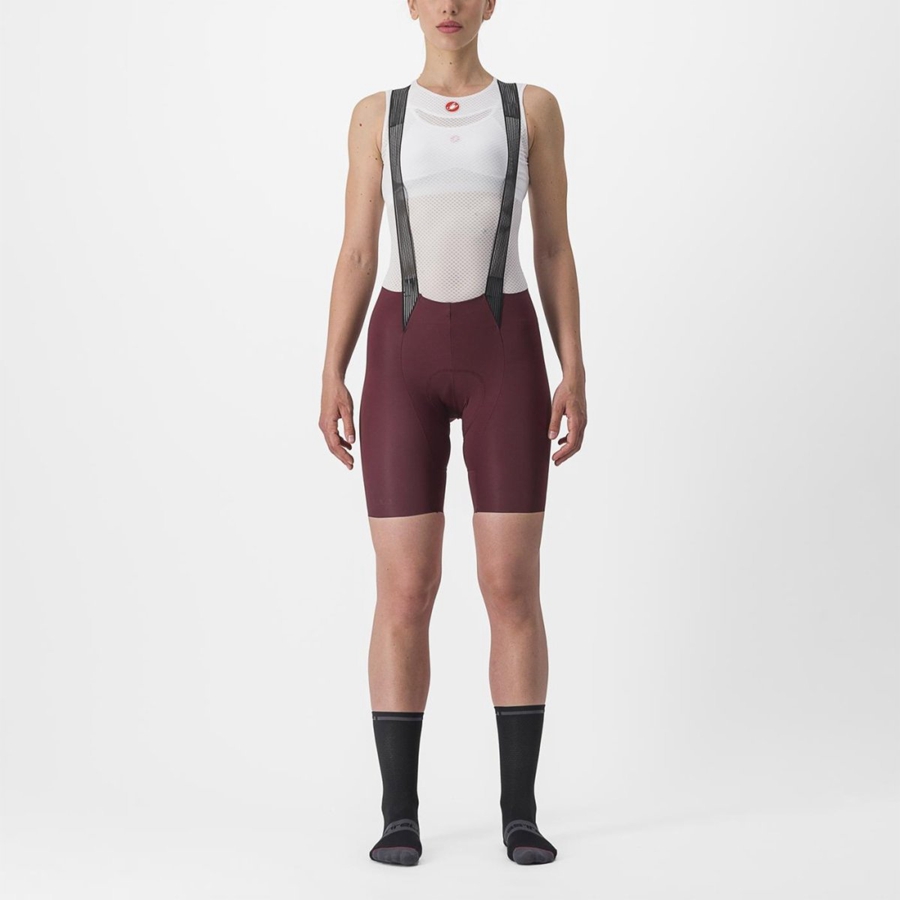 Deep Burgundy Women Castelli FREE AERO RC W Bib Shorts | RHFI06435