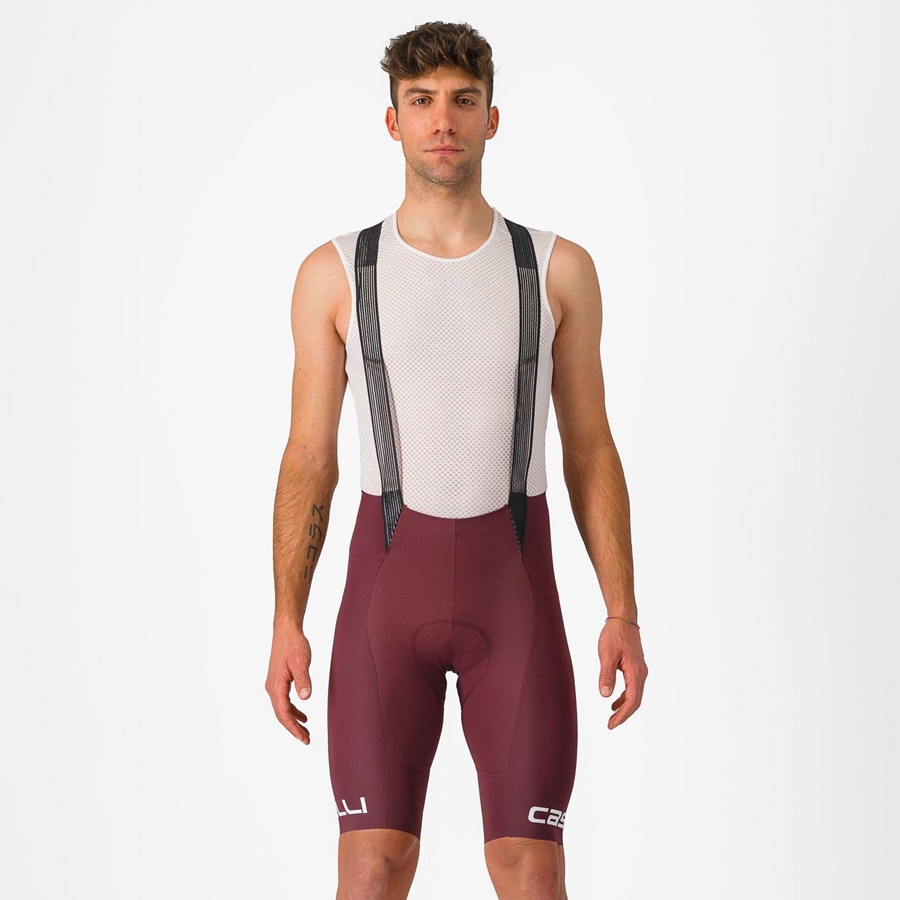 Deep Burgundy / White Men Castelli FREE AERO RC CLASSIC Bib Shorts | CTDL39608