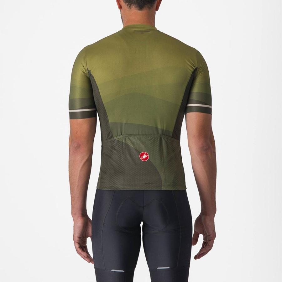 Deep Green / Olive / Silver Men Castelli ORIZZONTE Jersey | YLVG85042