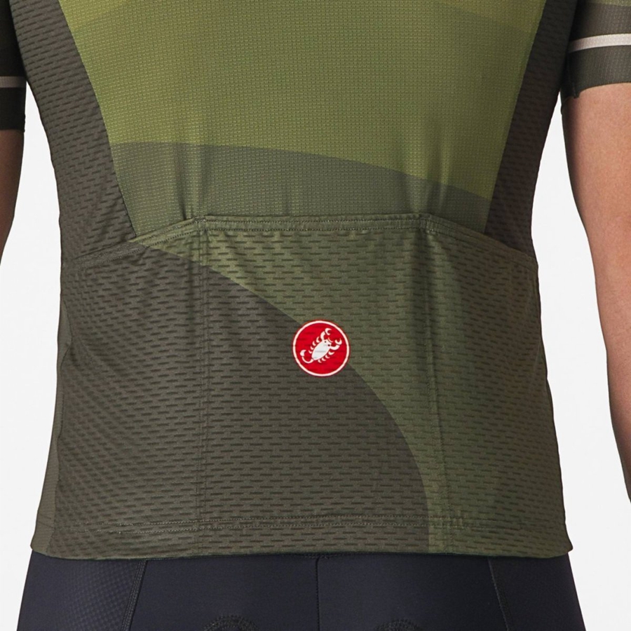 Deep Green / Olive / Silver Men Castelli ORIZZONTE Jersey | YLVG85042