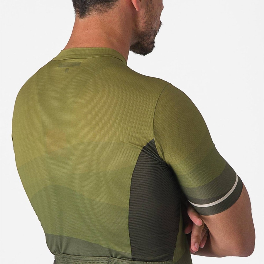 Deep Green / Olive / Silver Men Castelli ORIZZONTE Jersey | YLVG85042