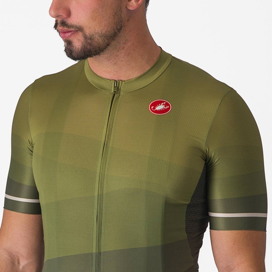 Deep Green / Olive / Silver Men Castelli ORIZZONTE Jersey | YLVG85042