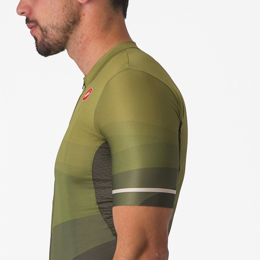 Deep Green / Olive / Silver Men Castelli ORIZZONTE Jersey | YLVG85042