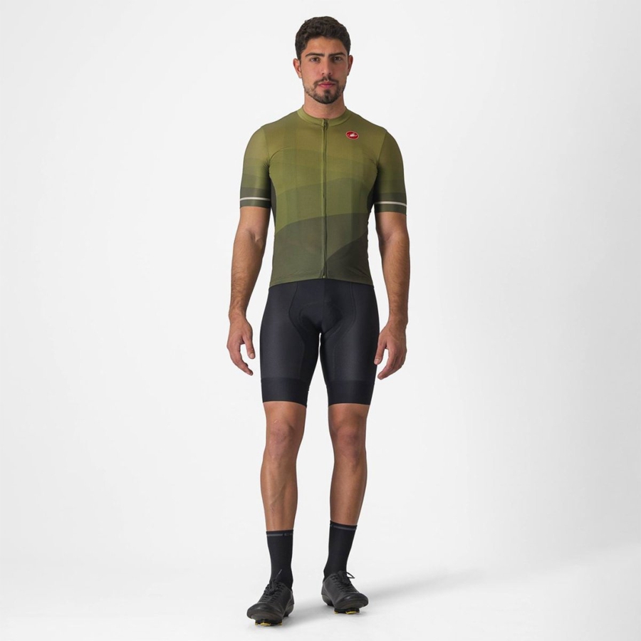 Deep Green / Olive / Silver Men Castelli ORIZZONTE Jersey | YLVG85042