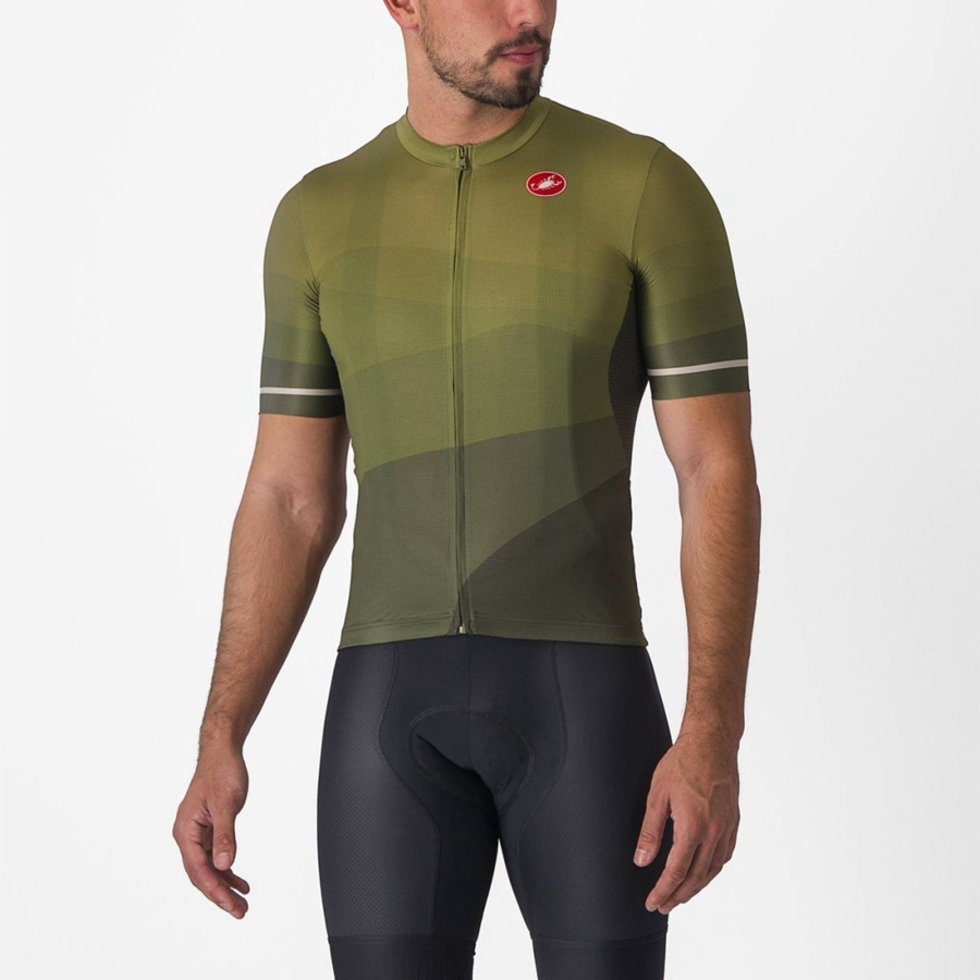 Deep Green / Olive / Silver Men Castelli ORIZZONTE Jersey | YLVG85042