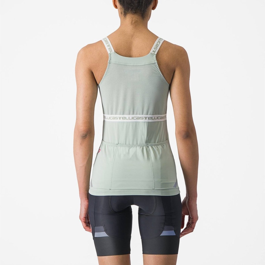 Green / White Women Castelli BAVETTE TOP Jersey | EQXK49761