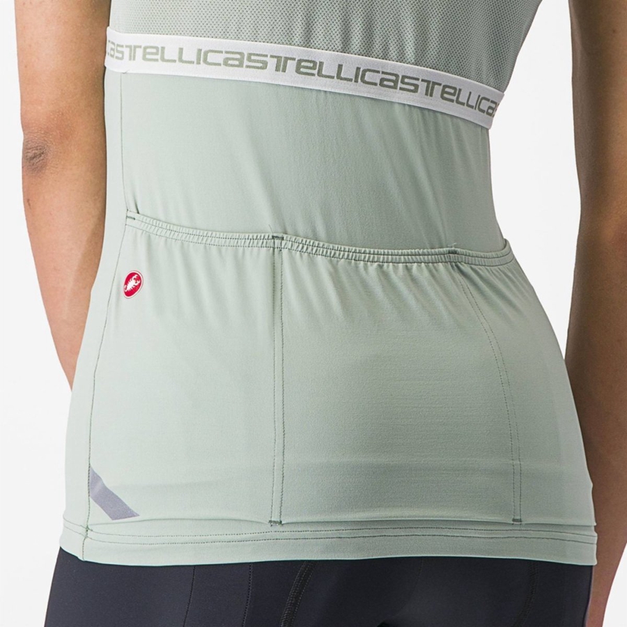 Green / White Women Castelli BAVETTE TOP Jersey | EQXK49761