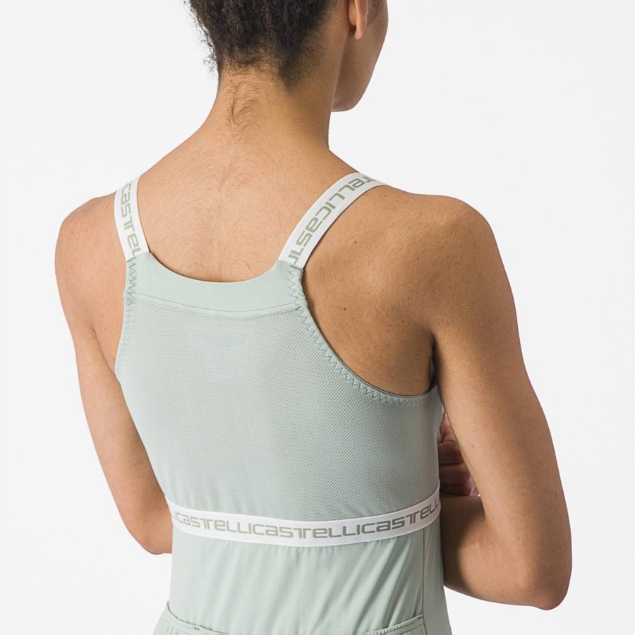 Green / White Women Castelli BAVETTE TOP Jersey | EQXK49761