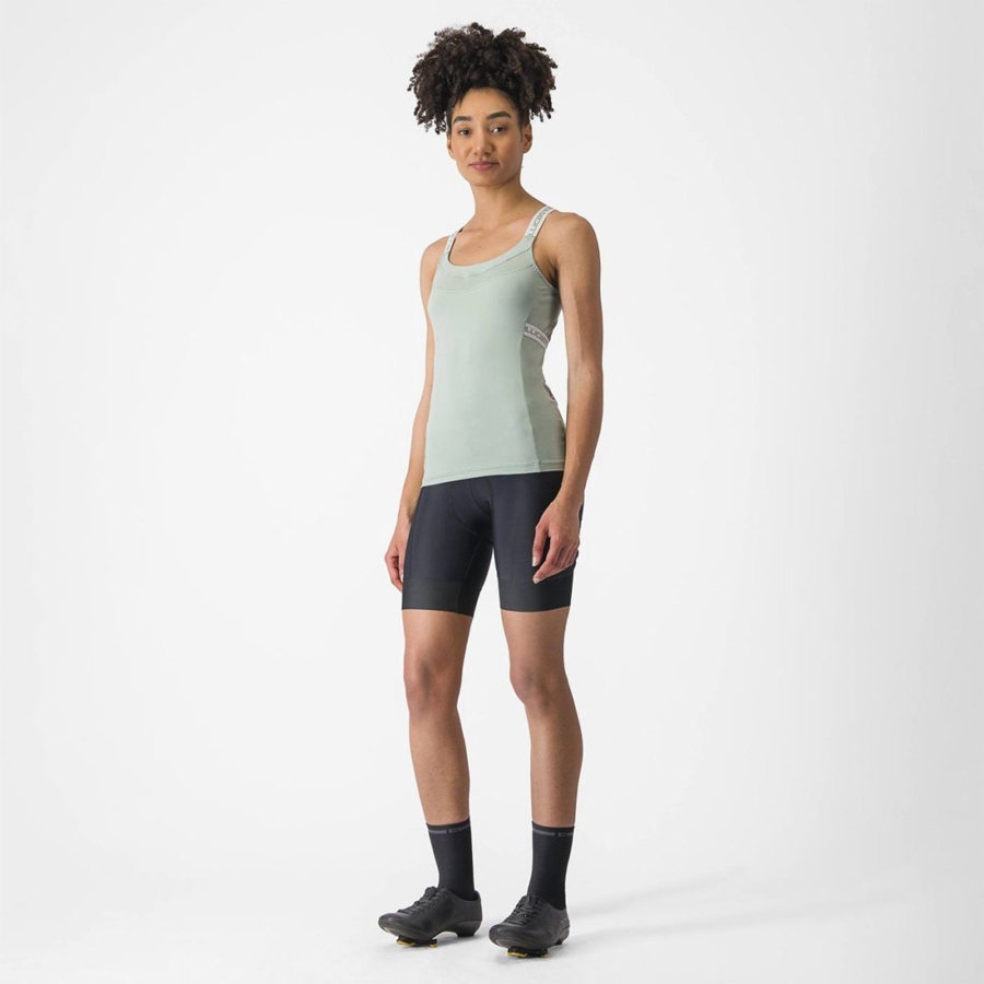 Green / White Women Castelli BAVETTE TOP Jersey | EQXK49761