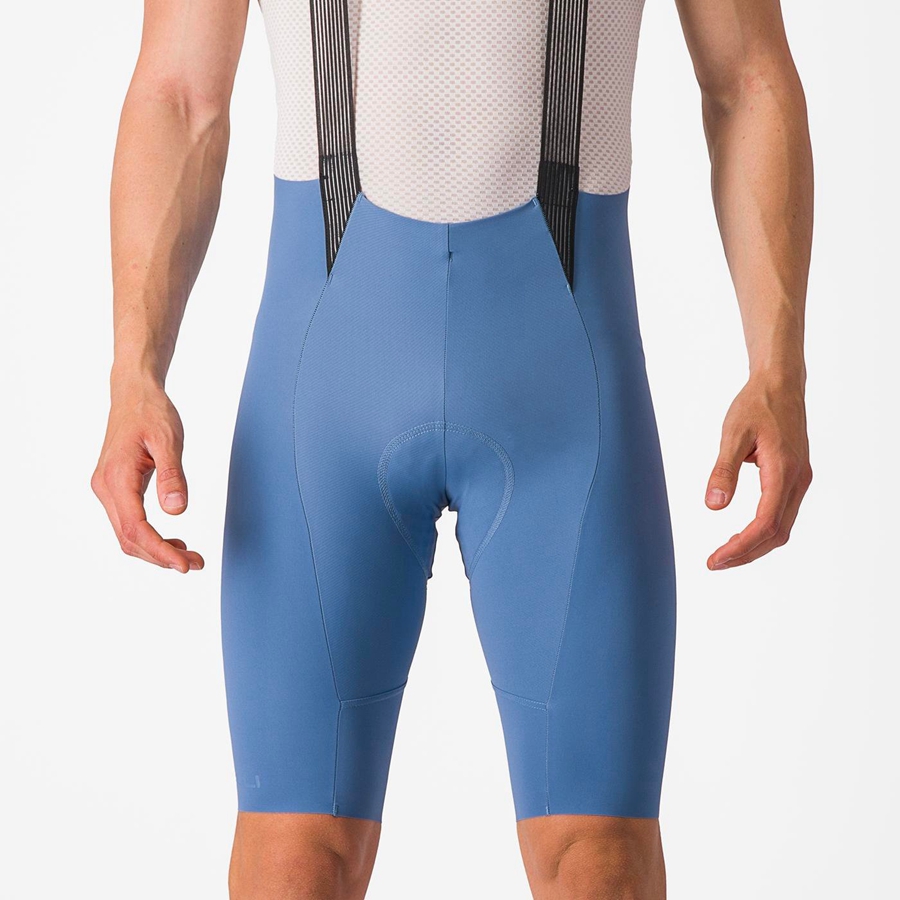 Grey Blue Men Castelli FREE AERO RC Bib Shorts | EUIN48529