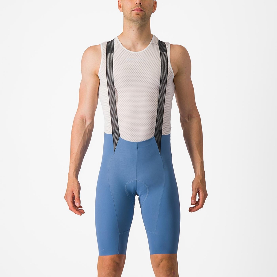 Grey Blue Men Castelli FREE AERO RC Bib Shorts | EUIN48529