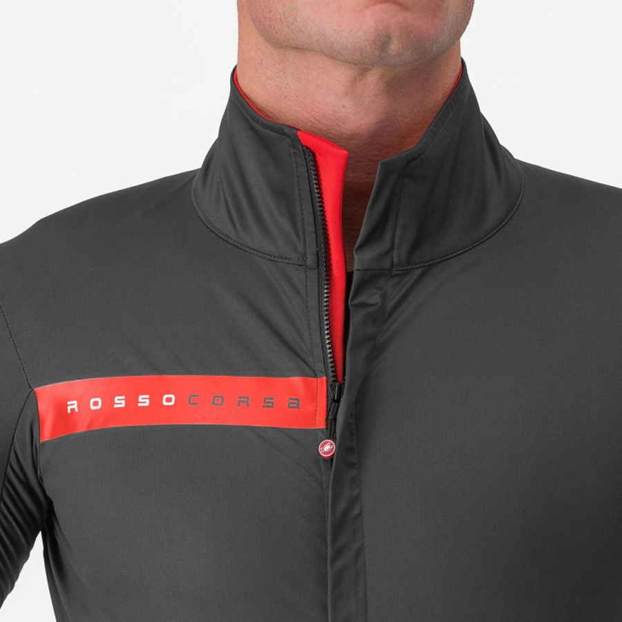 Grey / Dark Grey / Red Men Castelli BETA RoS Jackets | ULYZ73849