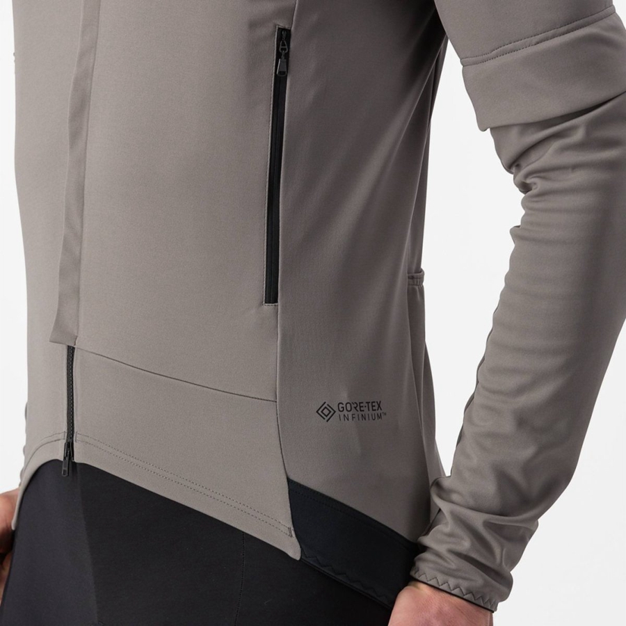 Grey / Khaki Grey Men Castelli PERFETTO RoS 2 CONVERTIBLE Jackets | OZIU20871