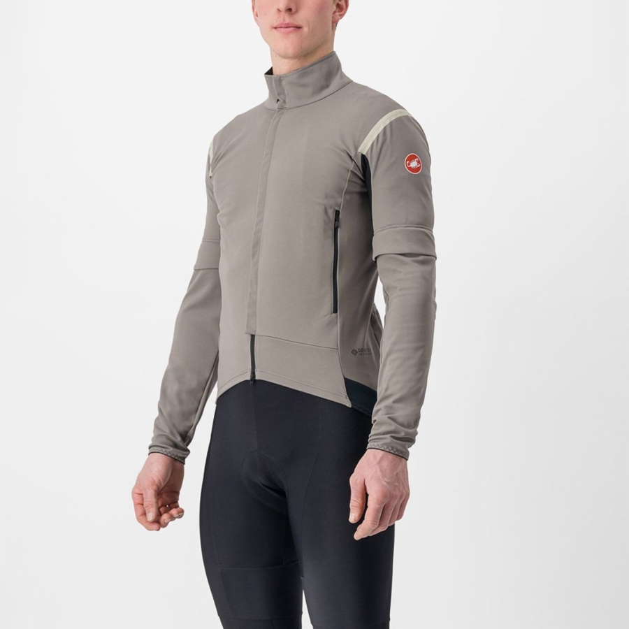 Grey / Khaki Grey Men Castelli PERFETTO RoS 2 CONVERTIBLE Jackets | OZIU20871