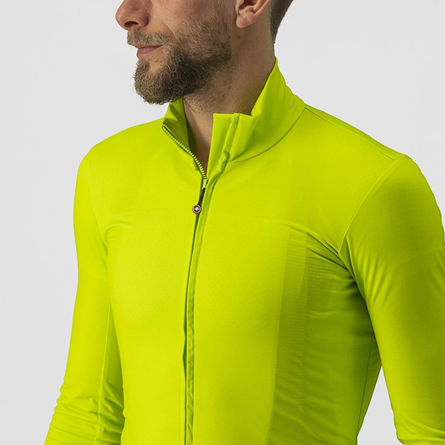 Light Green Men Castelli PRO THERMAL MID LS Jersey | HWVE02574