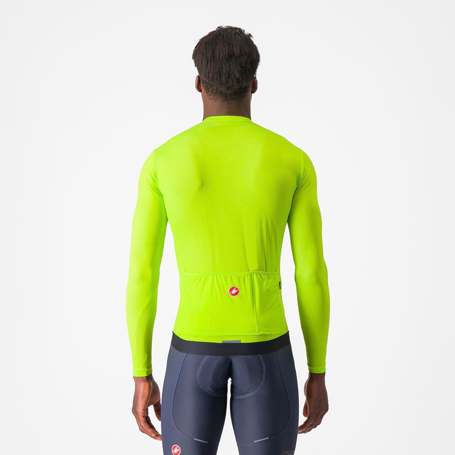 Light Green / Deep Green Men Castelli ESPRESSO LS Jersey | XJZB48795