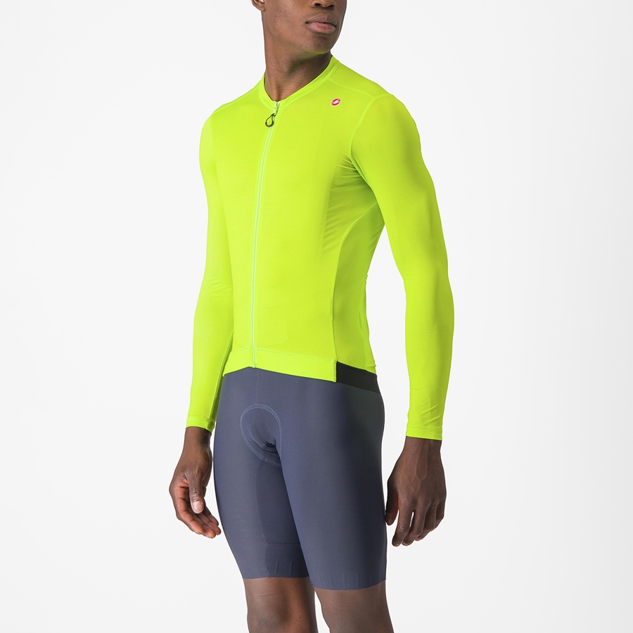 Light Green / Deep Green Men Castelli ESPRESSO LS Jersey | XJZB48795