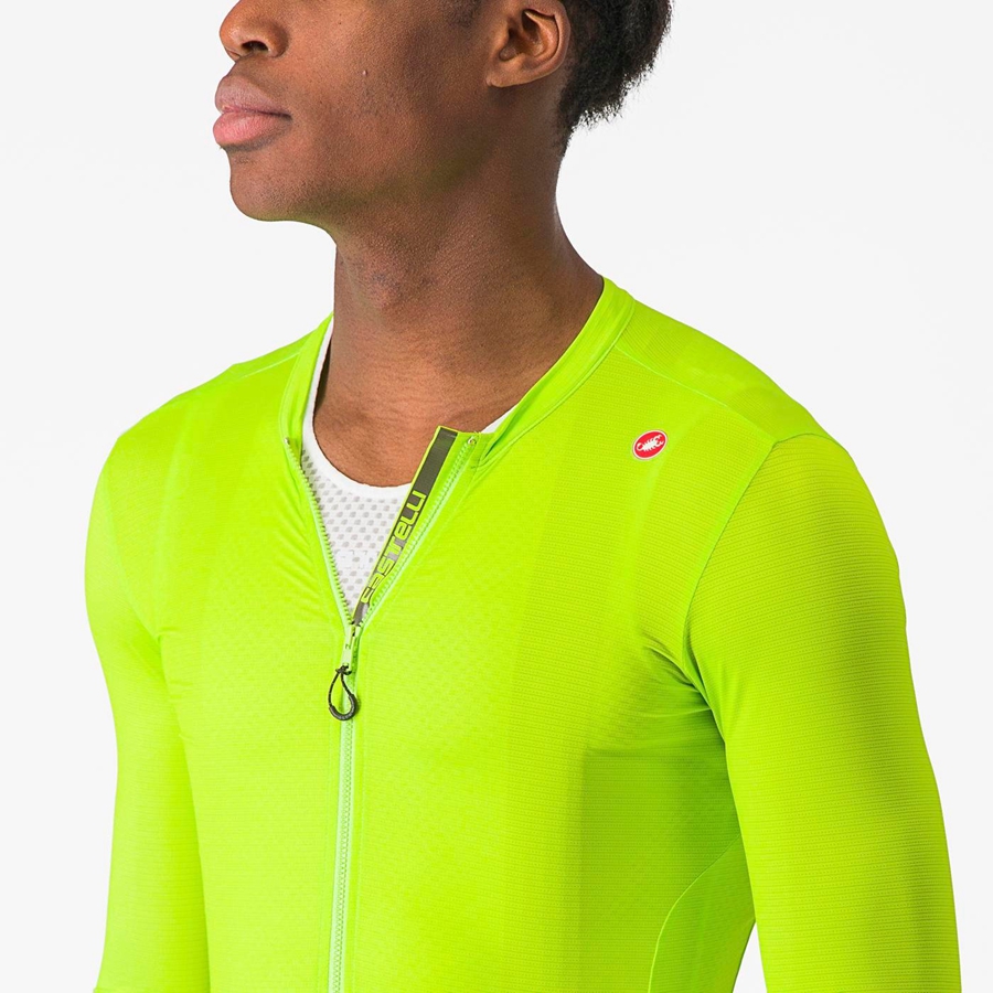 Light Green / Deep Green Men Castelli ESPRESSO LS Jersey | XJZB48795