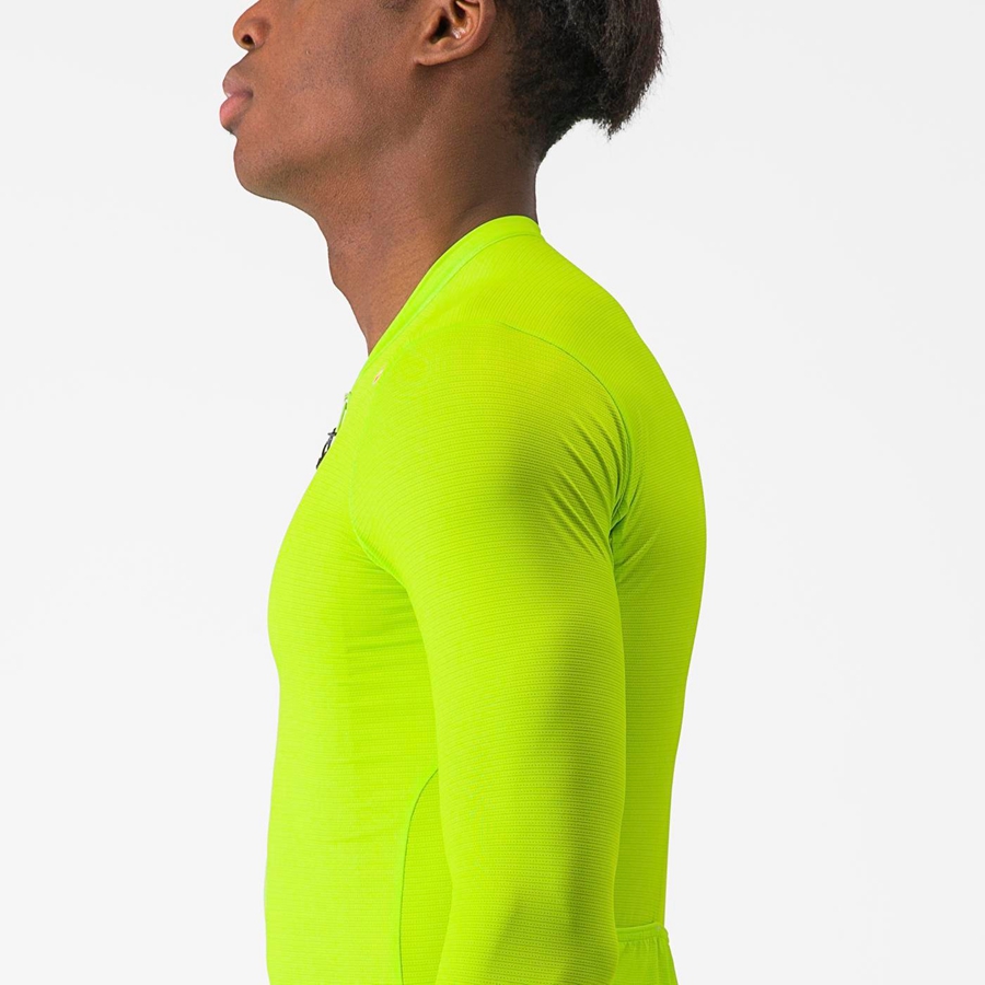 Light Green / Deep Green Men Castelli ESPRESSO LS Jersey | XJZB48795