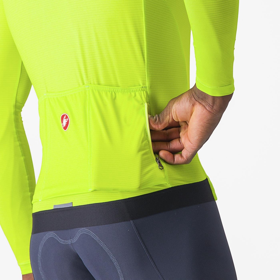 Light Green / Deep Green Men Castelli ESPRESSO LS Jersey | XJZB48795