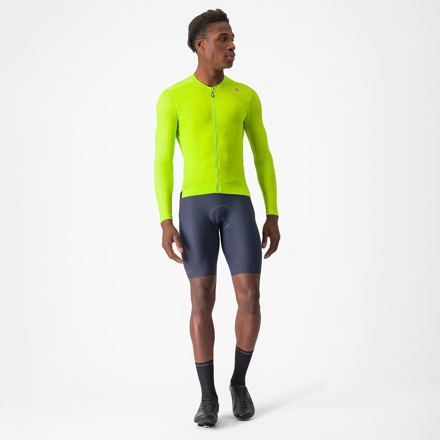 Light Green / Deep Green Men Castelli ESPRESSO LS Jersey | XJZB48795