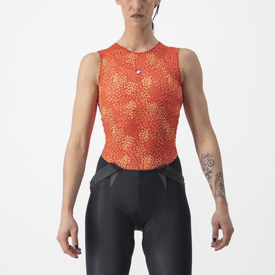 Orange Women Castelli PRO MESH 4 W SLEEVELESS Base Layer | PKVF64731