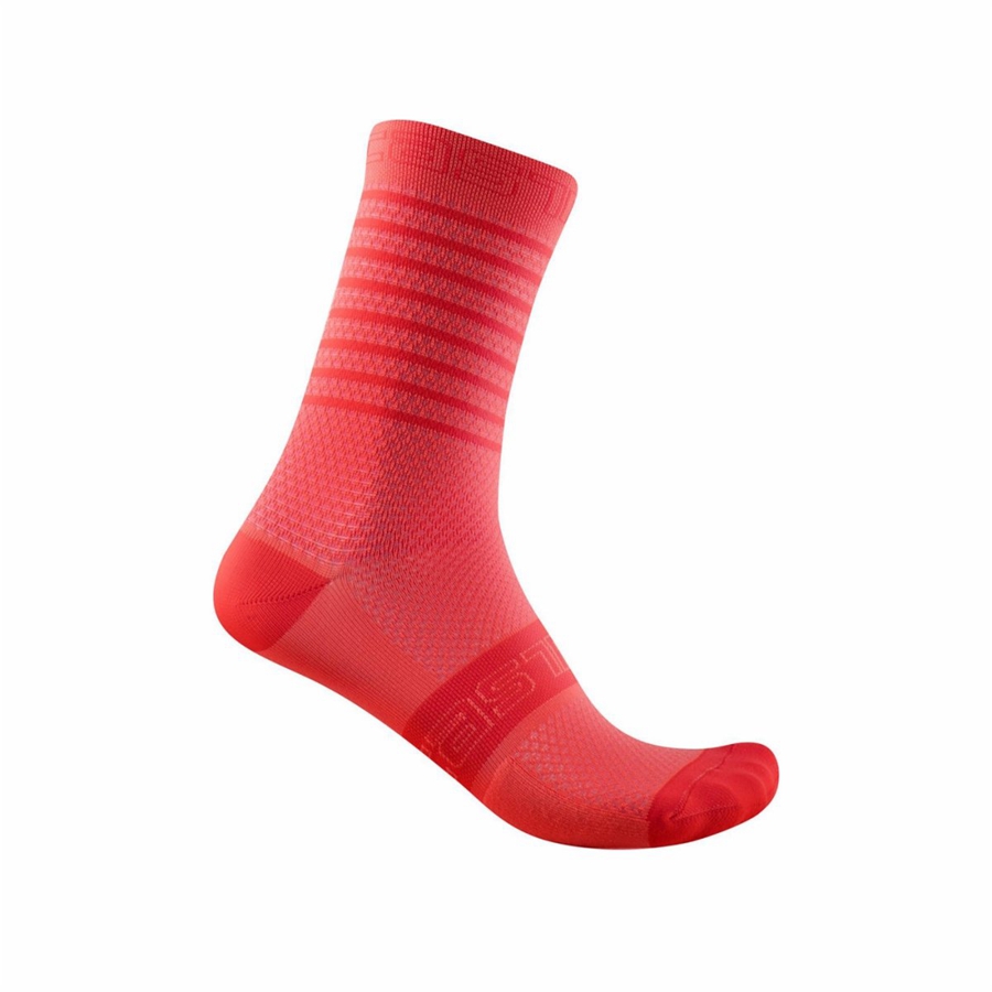 Pink Women Castelli SUPERLEGGERA W 12 Socks | RTIL59247