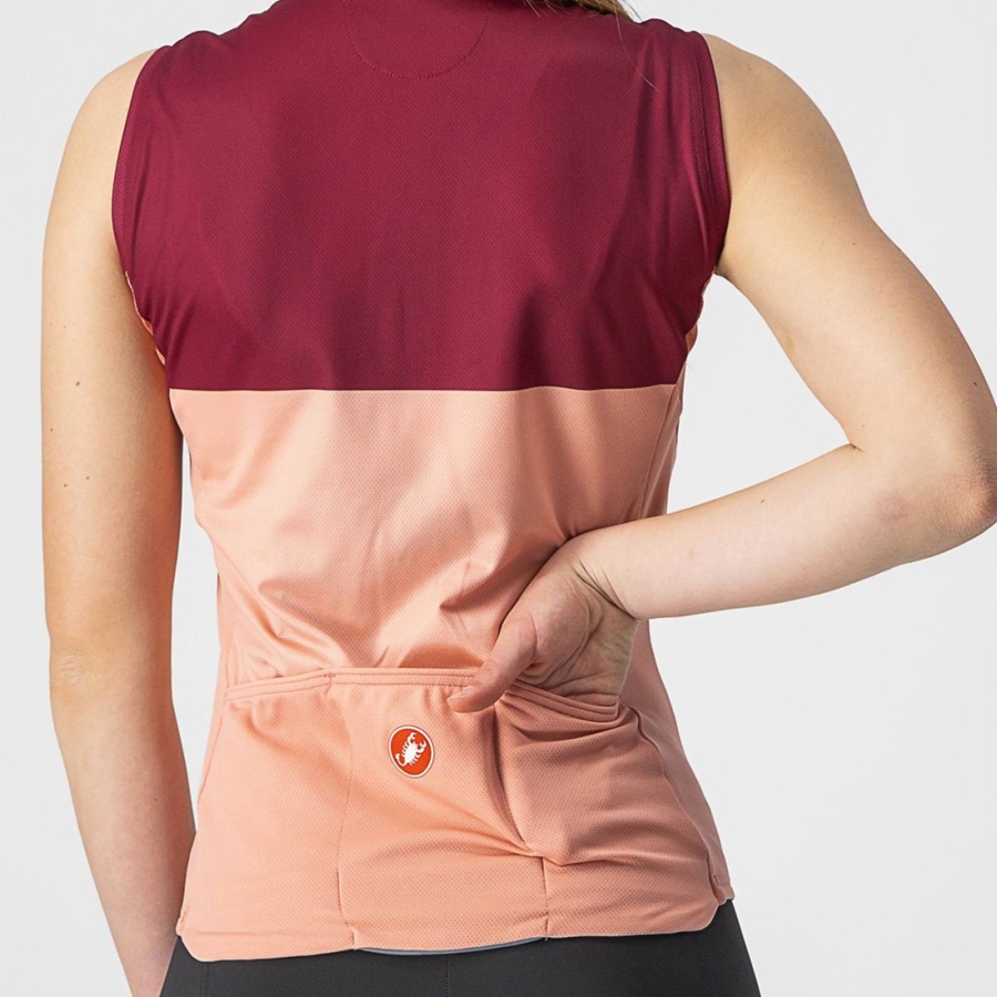 Pink / Burgundy Women Castelli VELOCISSIMA SLEEVELESS Jersey | CMQY80497