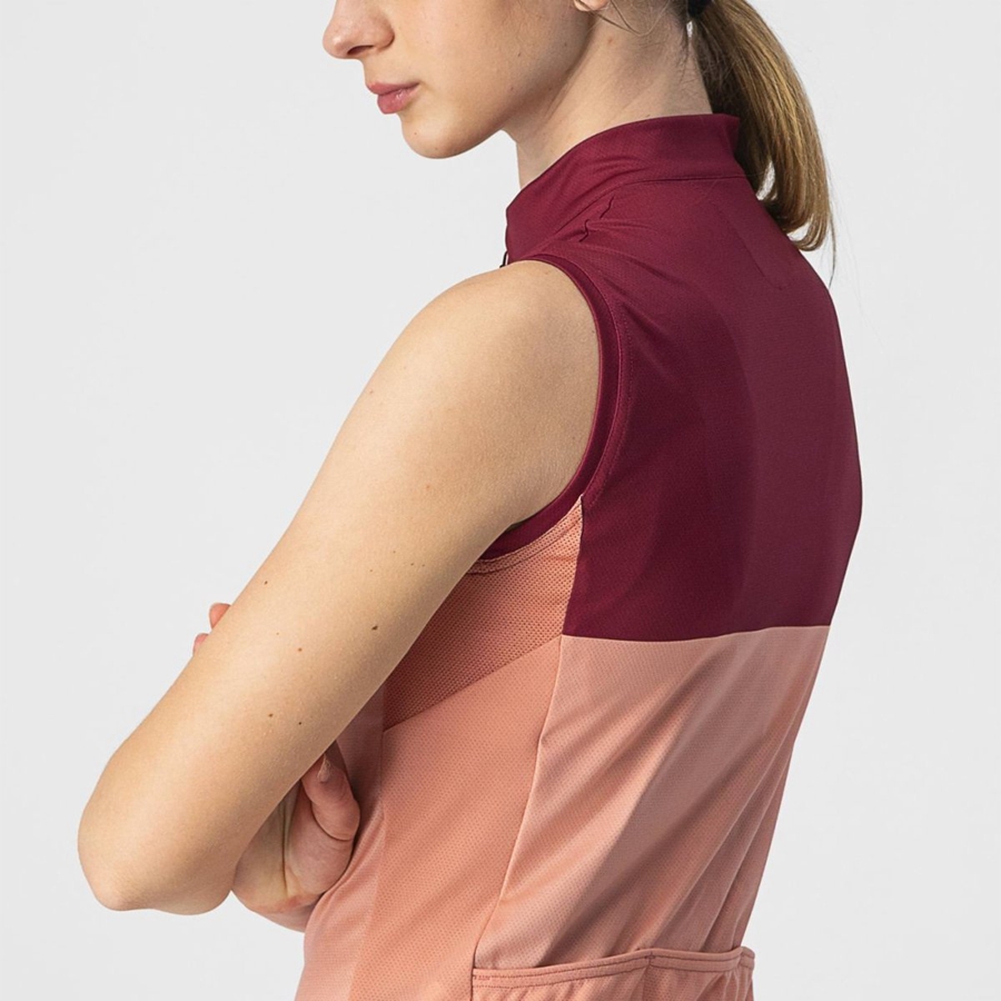 Pink / Burgundy Women Castelli VELOCISSIMA SLEEVELESS Jersey | CMQY80497