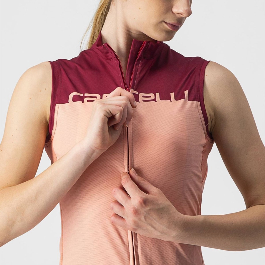 Pink / Burgundy Women Castelli VELOCISSIMA SLEEVELESS Jersey | CMQY80497