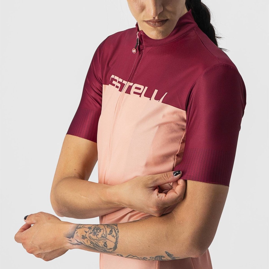 Pink / Burgundy Women Castelli VELOCISSIMA Jersey | NQIG97635