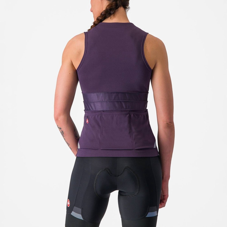 Purple White Women Castelli ANIMA 4 SLEEVELESS Jersey | VOSH36245