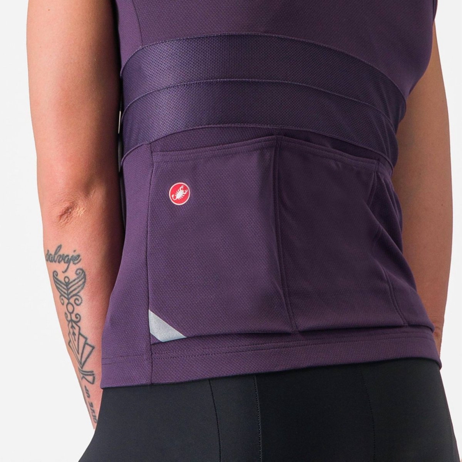 Purple White Women Castelli ANIMA 4 SLEEVELESS Jersey | VOSH36245