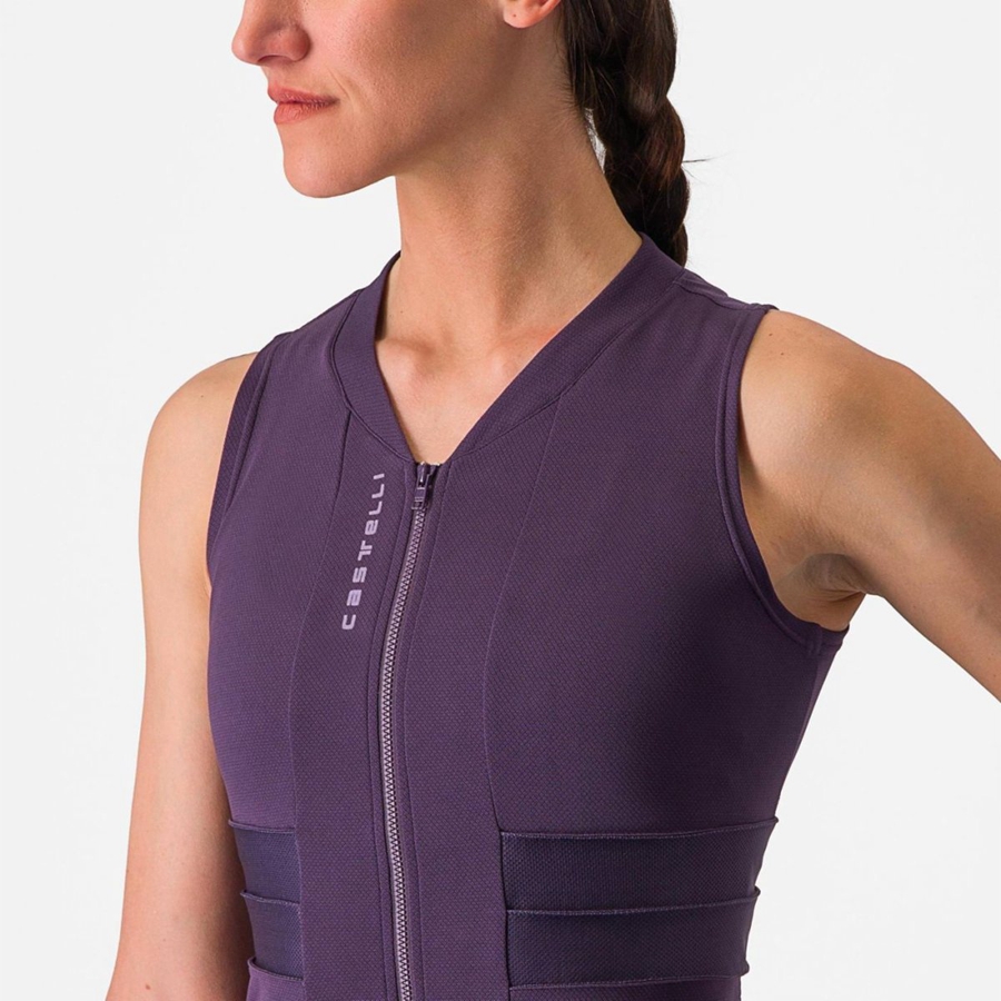 Purple White Women Castelli ANIMA 4 SLEEVELESS Jersey | VOSH36245