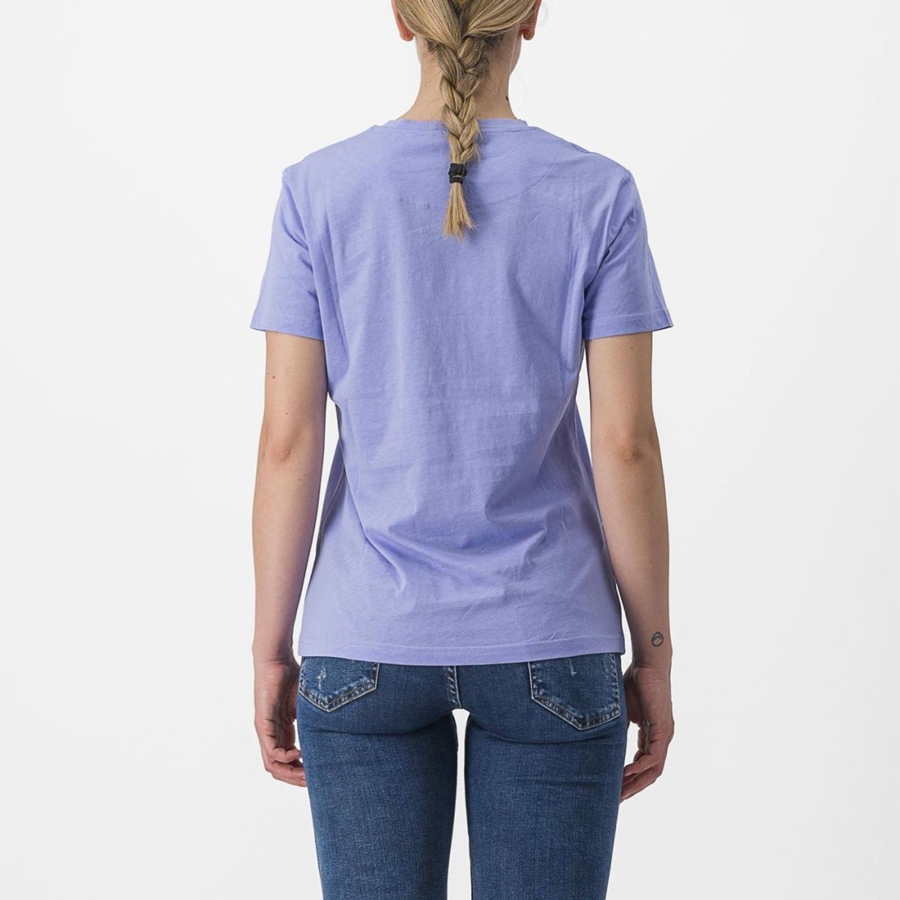 Purple White Women Castelli PEDALARE TEE Casual | EHKD60593