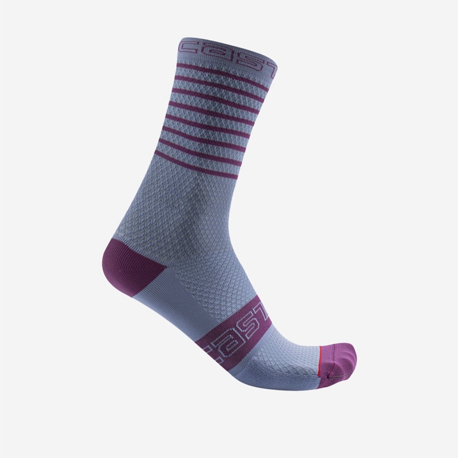 Purple White Women Castelli SUPERLEGGERA W 12 Socks | QCEN79168