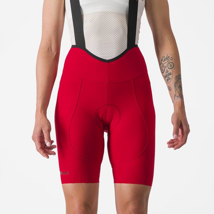 Red Women Castelli ESPRESSO W DT Bib Shorts | WZYK87236