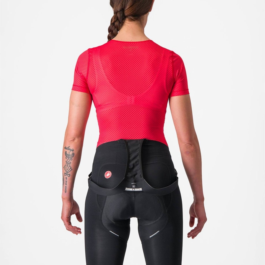 Red Women Castelli PRO MESH W SHORT SLEEVE Base Layer | JKTD73914