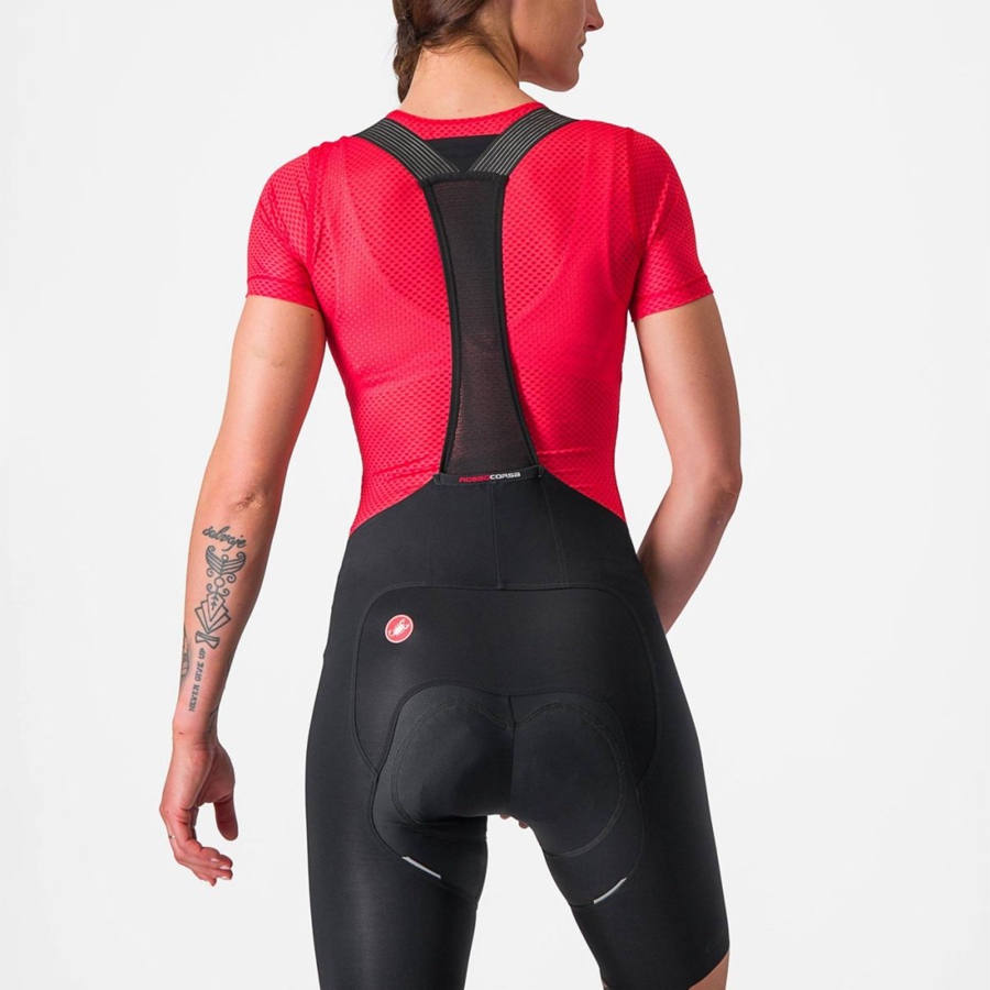 Red Women Castelli PRO MESH W SHORT SLEEVE Base Layer | JKTD73914