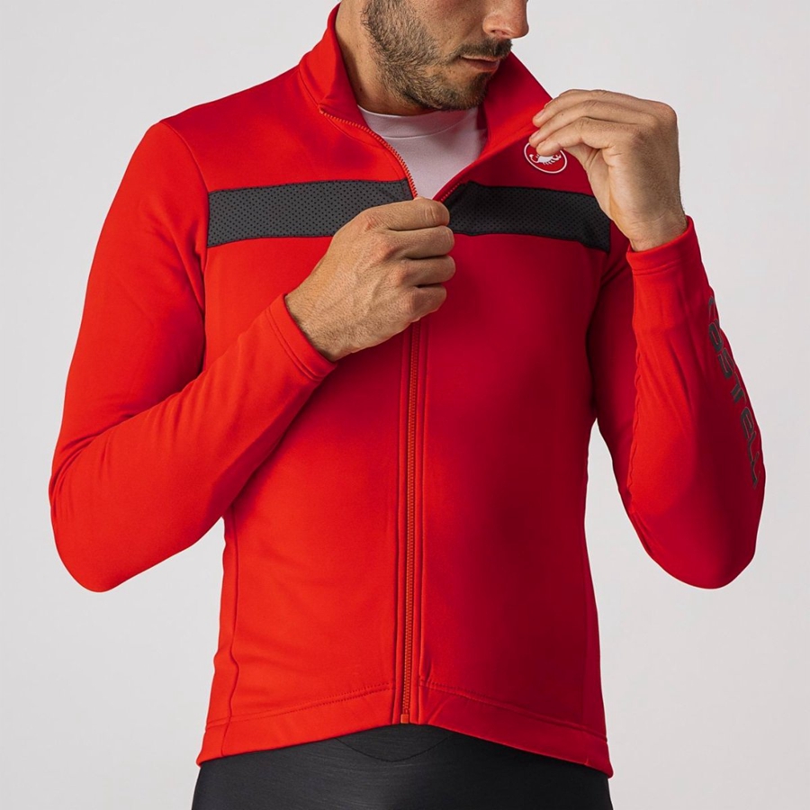 Red / Black Men Castelli PURO 3 FZ Jersey | THWK08279