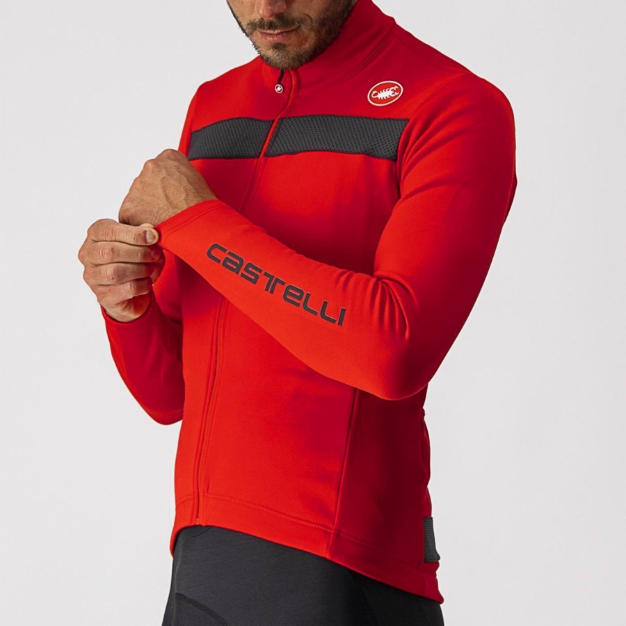 Red / Black Men Castelli PURO 3 FZ Jersey | THWK08279