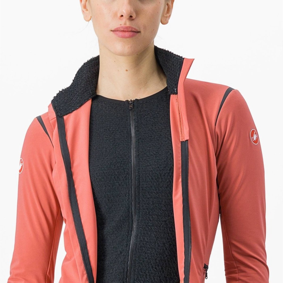 Red / Black / Black Women Castelli ALPHA FLIGHT ROS W Jackets | IUBT30495