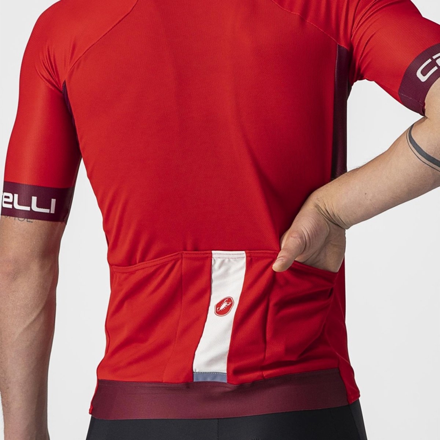 Red / Burgundy / White Men Castelli ENTRATA VI Jersey | BGHL16523