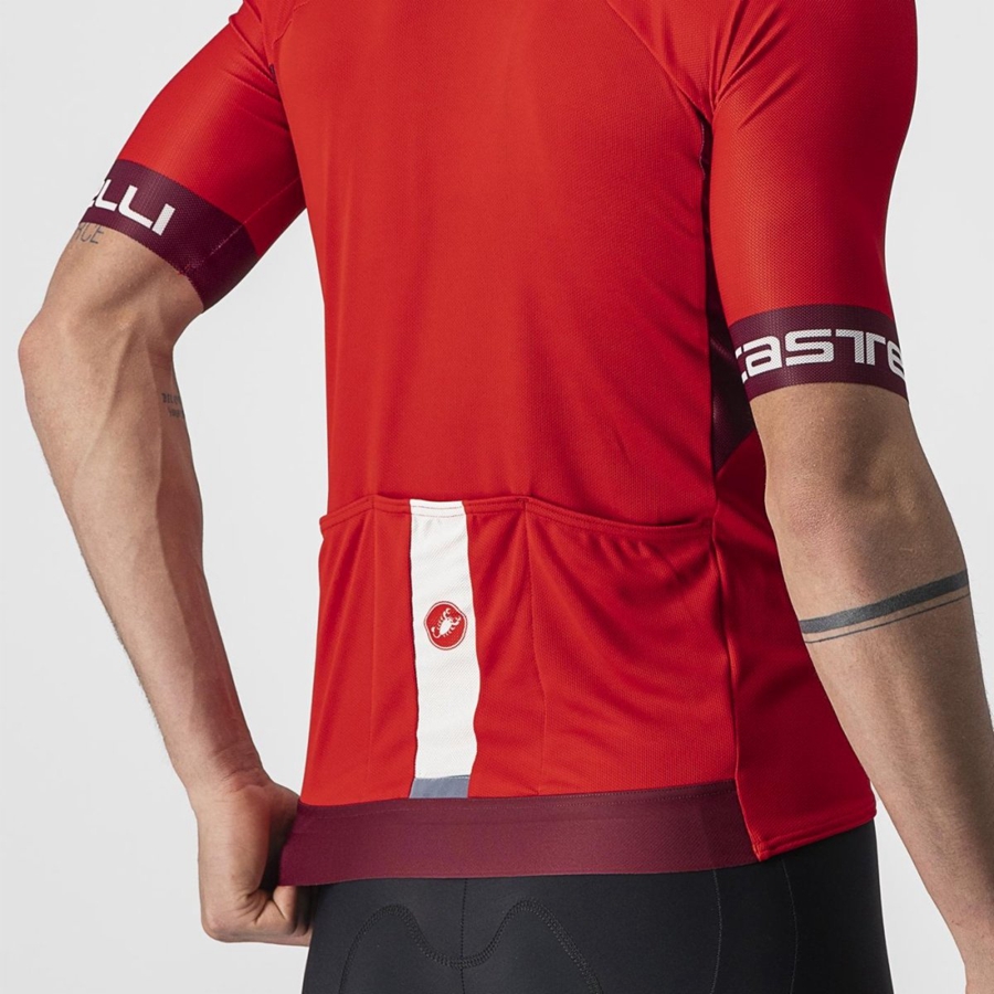 Red / Burgundy / White Men Castelli ENTRATA VI Jersey | BGHL16523