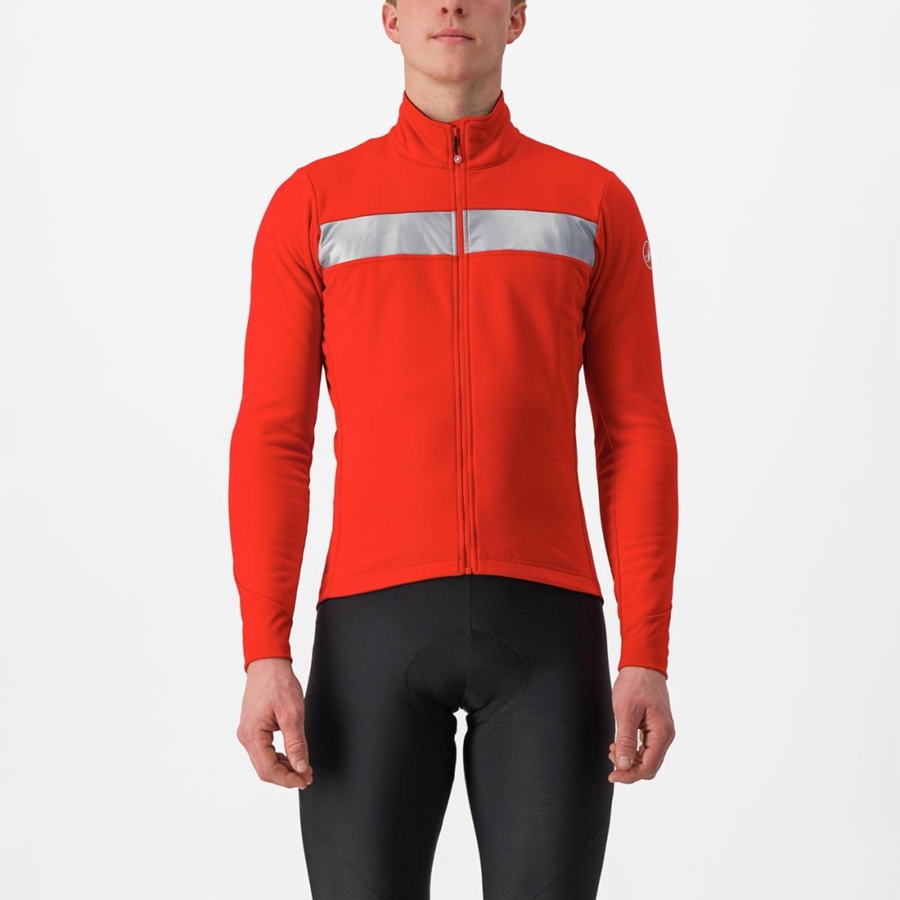 Red / Silver Men Castelli RADDOPPIA 3 Jackets | HGQB71640