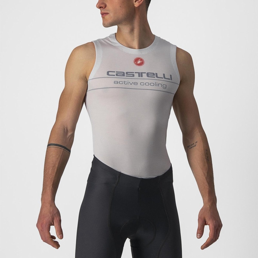 Silver Grey Men Castelli ACTIVE COOLING SLEEVELESS Base Layer | IJWN27804