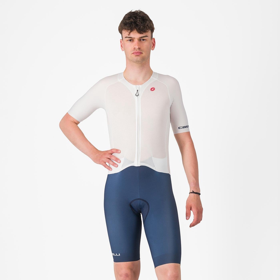 White Blue Men Castelli SANREMO BTW X2 Speedsuits | OEYN02593