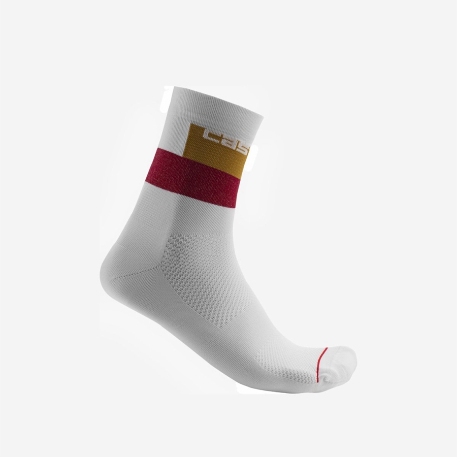 White Men Castelli BLOCCO 15 Socks | XFWT09157