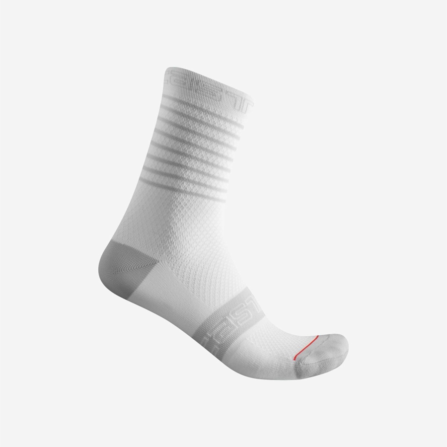 White Women Castelli SUPERLEGGERA W 12 Socks | DEYK71386