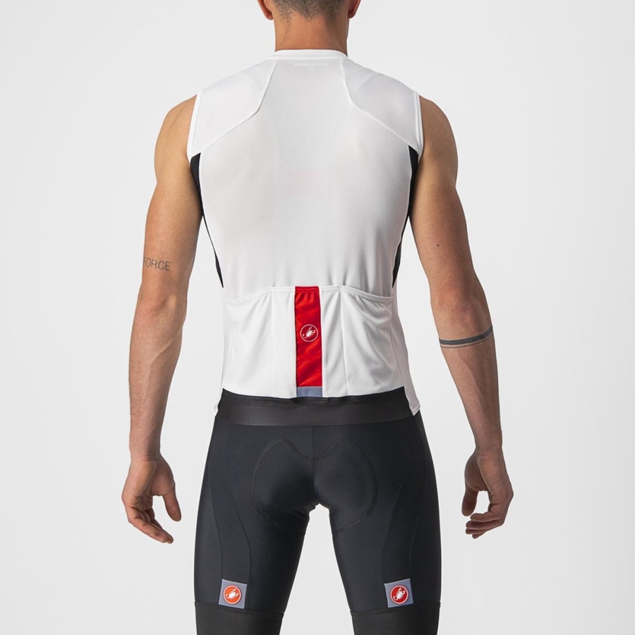 White / Black / Red Men Castelli ENTRATA VI SLEEVELESS Jersey | NJOV29704